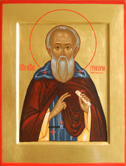 Преподобный Григорий Голутвинский - икона с золотым фоном