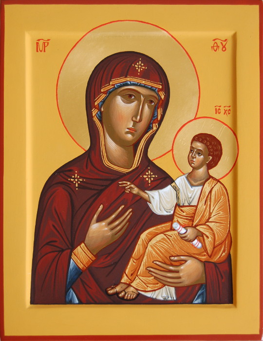 Икона Пресвятой Богородицы Одигитрия с золотым нимбом