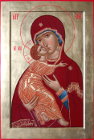Икона Богоматери Владимирской, для храма святой мученицы Татианы при МГУ, на золотом фоне.