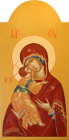 Икона Пресвятой Богородицы Владимирская, на фигурной доске без ковчега, размер 117,5х58см.