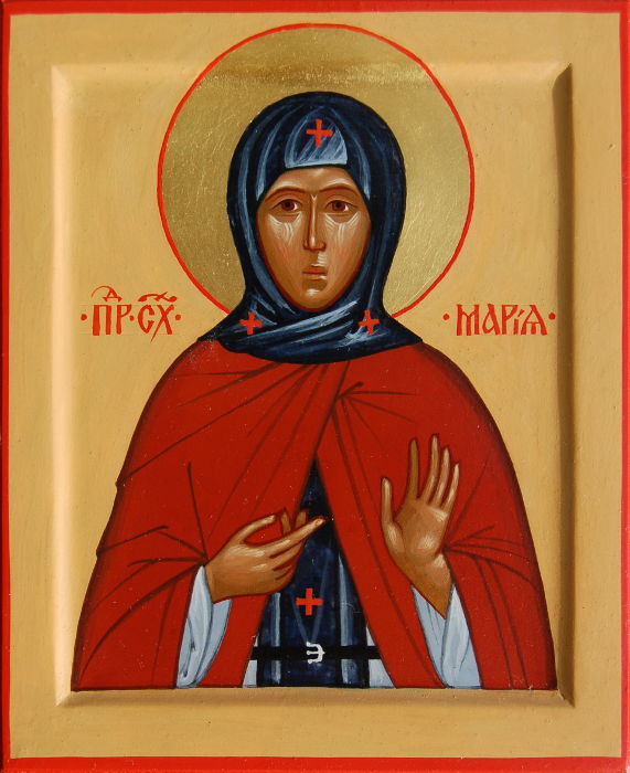 Икона святой преподобной Марии Радонежской. Размер 16х13 см. Золотой нимб.