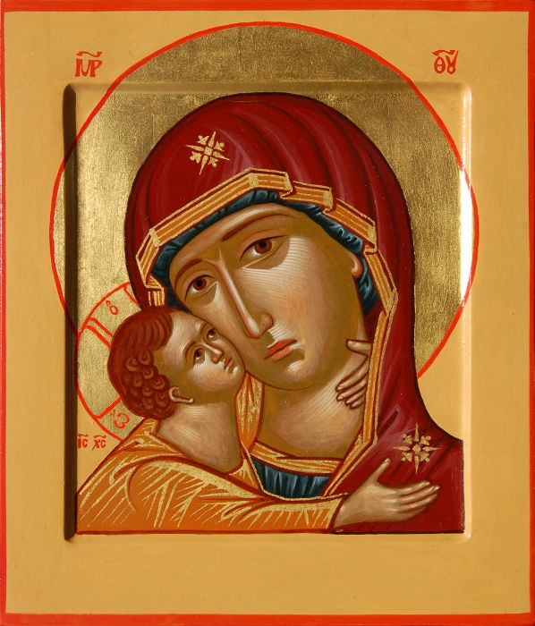 Икона Богоматери Игоревская, с золотым нимбом. Размер 20х17 см.