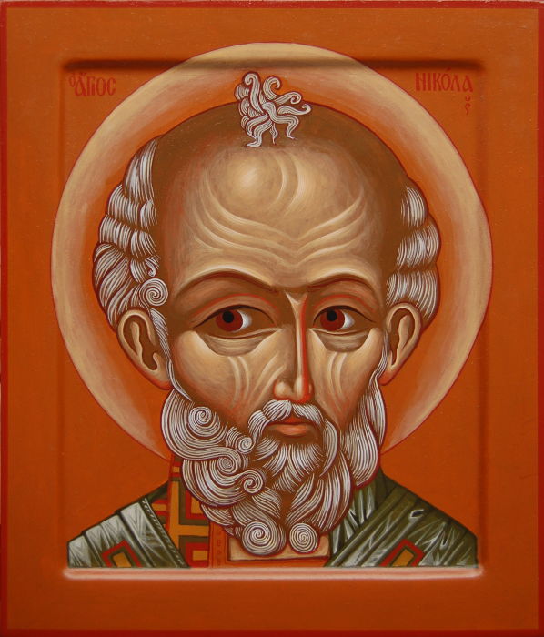 Икона святителя Николая оплечная, Никола Отвратный. Размер иконы 31х27 см.
