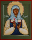 Икона новомученицы Евдокии Сафроновой. Поясная икона на зеленом фоне. Размер иконы 14х11 см.