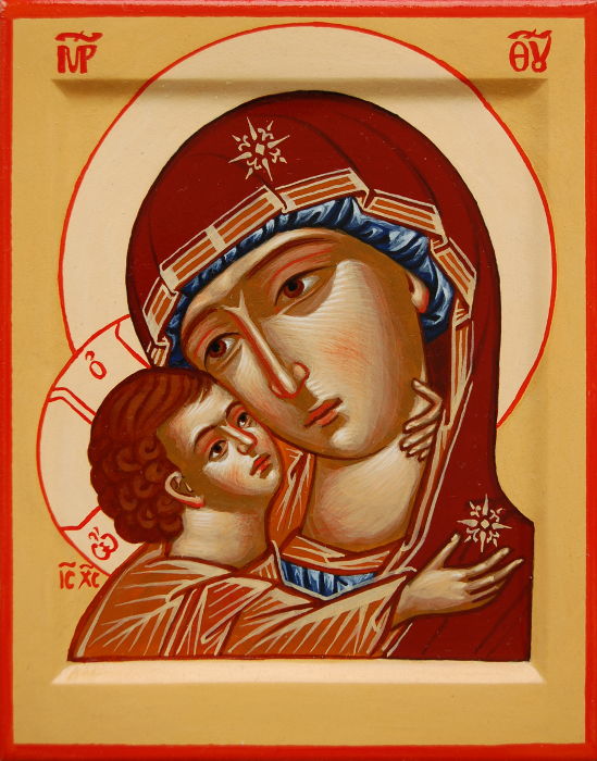 Маленькая икона Богородицы Игоревская. Размер иконы 14х11 см.