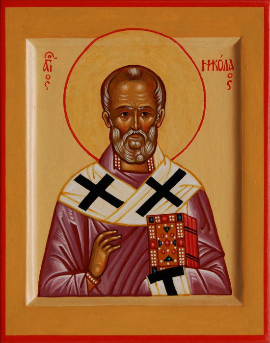 Икона святителя Николая, поясная. Размер иконы 14х11 см.