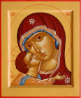 Икона Богоматери с Младенцем. Размер иконы 18х15 см.